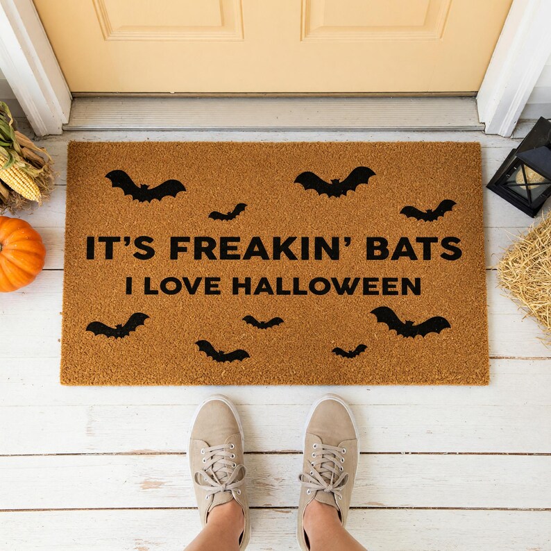 It’s Freakin’ Bats I Love Halloween Doormat Welcome Mat 1497