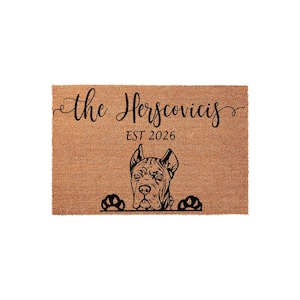 Custom Family Name Dog Breed Doormat - Personalized Housewarming Gift