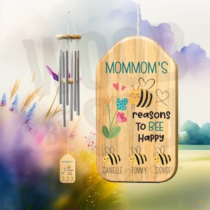 Gift for Mommom - Personalized Wind Chimes - Mommom Gift - Mothers Day - Mother&#39;s Day Gift - Personalized Gift - Grandparent&#39;s Day Gift 7124