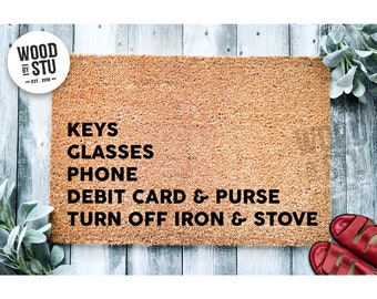 Doormat Keys Glasses Phone Debit Card Purse Iron Stove | Funny Doormat | Welcome Mat | Funny Door Mat | Funny Gift | Home Doormat 1139**