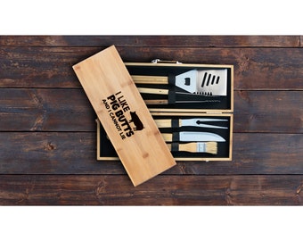 Funny BBQ Tools Gift for Him | Man Grill Gift Idea | Custom Personalized BBQ Set | Grill Gift Set | Father's Day Gift | Fathers Day Dad Gift