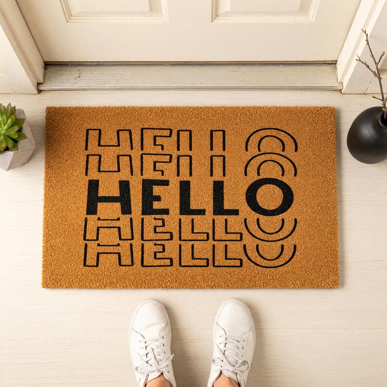 Hello Welcome Mat Entry Rug Outdoor Mat Gift 1826