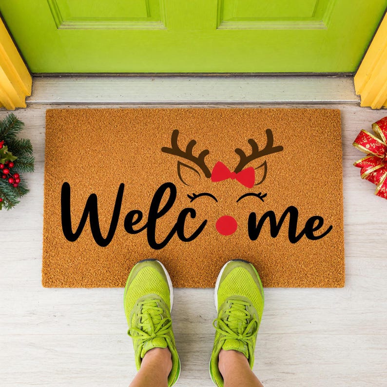 Christmas Reindeer Doormat, Welcome Mat, Holiday Door Mat, Winter Doormat, Christmas Gift, Funny Doormats, Festive Porch Decor 画像 9