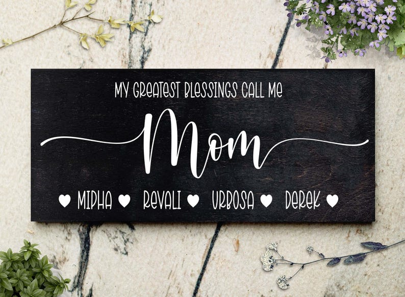 Personalized Mom Sign with Kids Names, Custom Wood for Mother's Day Birthday Gift Idea zdjęcie 3
