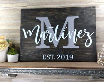 Last Name Sign Monogram Sign Family Name Sign - Etsy