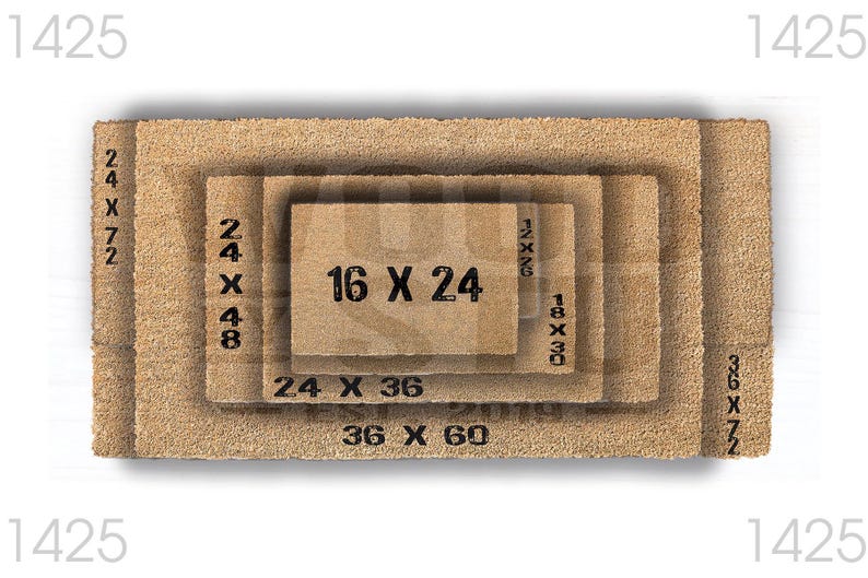 a close-up view of a textured, brown surface, possibly a mat or carpet, with a small text overlay indicating the size of the object in the image.