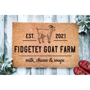 Custom Doormat Personalized Custom Name and EST Goat Farm Doormat Farmhouse Welcome Mat Goat Farmer Door Mat | Farm Gift  Home Doormat 1418