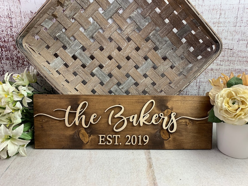 Last Name Sign: Personalized Wedding Gift - Custom Wood 7000