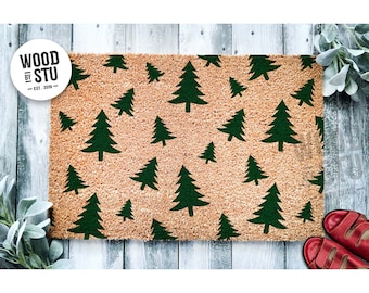 Doormat Christmas Tree Pattern  | Winter Doormat | Welcome Mat | Cute Christmas Door Mat | Winter Holiday Decor Gift | Home Doormat 1771**