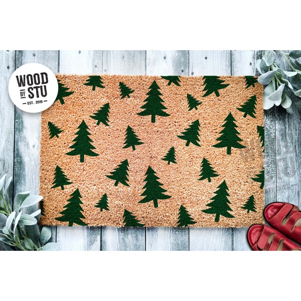 Doormat Christmas Tree Pattern  | Winter Doormat | Welcome Mat | Cute Christmas Door Mat | Winter Holiday Decor Gift | Home Doormat 1771**