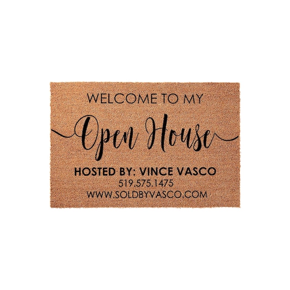 Welcome Mat, Coir Doormat for Realtor Open House, Personalized