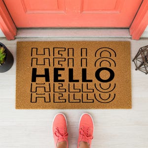 Hello Welcome Mat Entry Rug Outdoor Mat Gift 1826