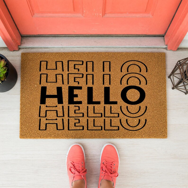 Hello Welcome Mat Entry Rug Outdoor Mat Gift 1826