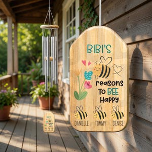 Personalized Bibi Grandma Wind Chime with Grandkids Names, Mother's Day Birthday Garden Patio Gift