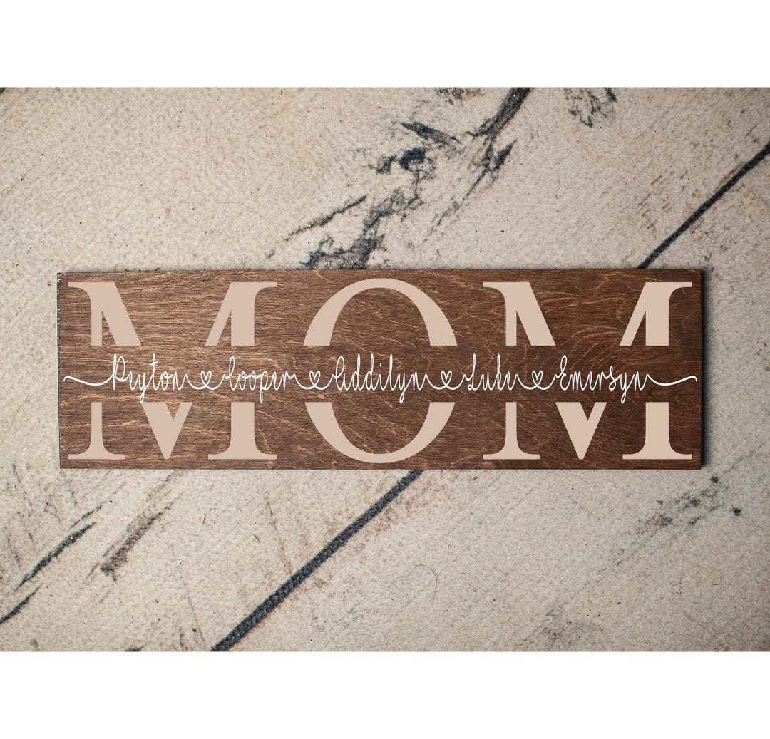 Custom Mom Sign - Personalized Family Names Gift 7122 - Etsy