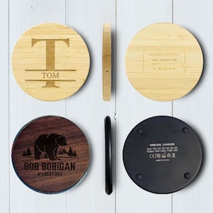 Personalized Wireless Charger For Dad, Fathers Day Gift, Custom Charging Pad, Gift For Him, Office Desk Decor, Tech For Men