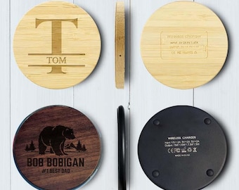 Personalized Wireless Charger For Dad, Fathers Day Gift, Custom Charging Pad, Gift For Him, Office Desk Decor, Tech For Men