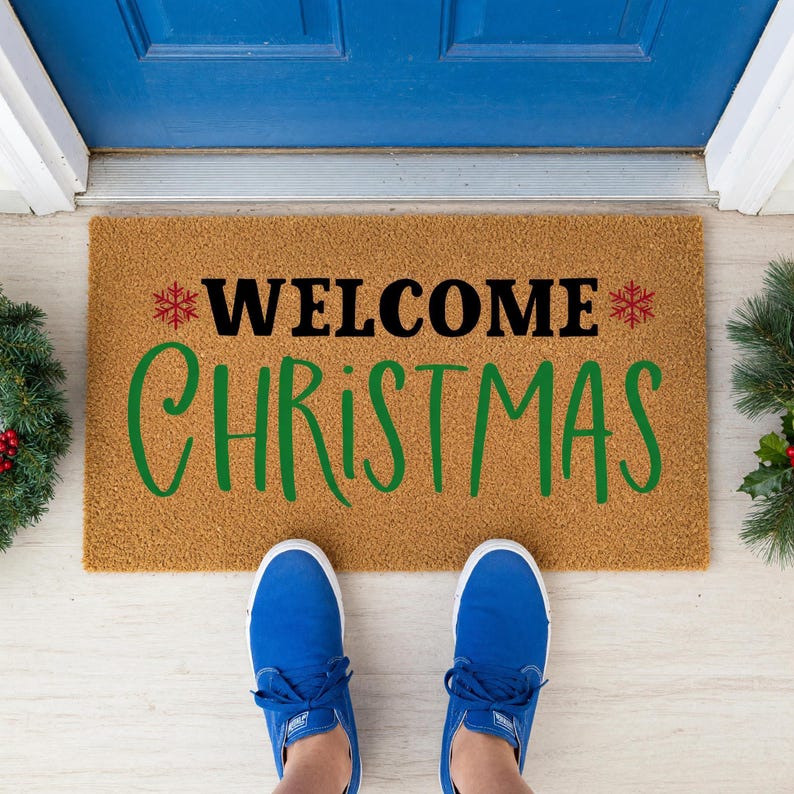 Christmas Welcome Mat, Christmas Doormat, Holiday Welcome Mat, Winter Doormat, Front Porch Decor, Holiday Door Gift, Doormats image 8