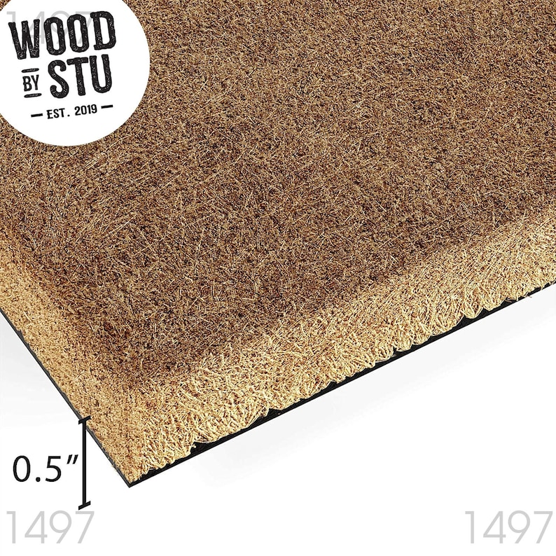 a close-up of a straw mat or straw-like material, with the text "WOOD BY STU" prominently displayed above it.