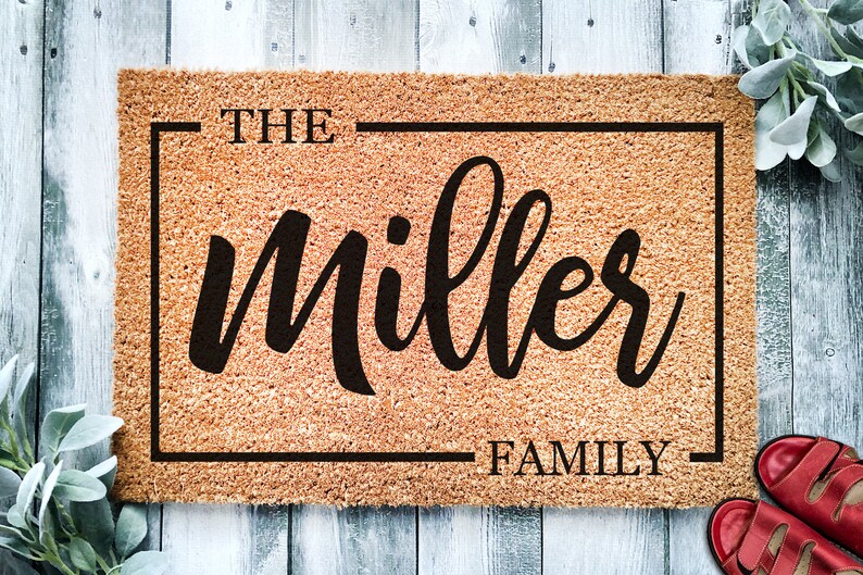 Custom Family Name Door Mat | Wedding Gift | Personalized Custom Doormat | Closing Gift | Welcome Doormat | Front Door Mat | Monogram Rug