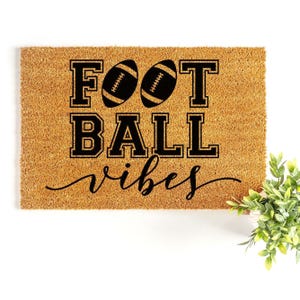 Doormat Football Vibes Welcome Mat Minimalist New Homeowner Outdoor Rug House Warming Engagement Gift Gifts For Her Moving Gift 5676**
