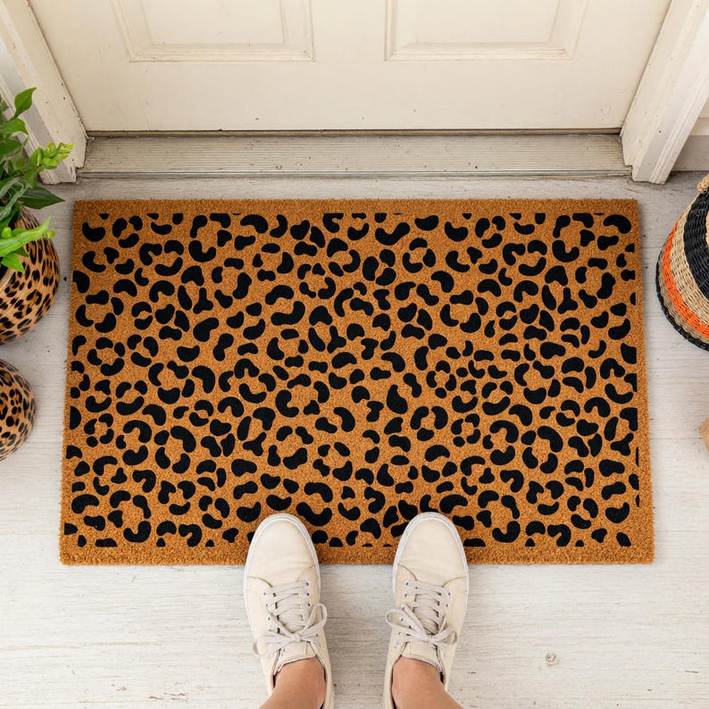 Leopard Print Doormat, Animal Print Mat, Spots Rug, Entry Decor 1613