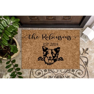 Custom Doormat Border Collie Dog | Personalized Doormat | Welcome Mat | Housewarming Gift | Closing Gift | Last Name Door Mat | Puppy 1167