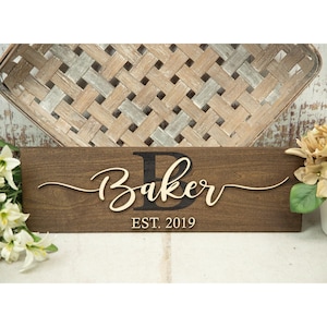 Personalized Last Name Wood Sign, Wedding Gift for Couple, Family Established Year