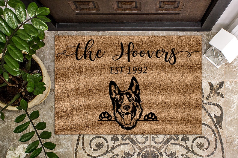 German Shepherd Door Mat V2 Personalized Doormat Custom Etsy