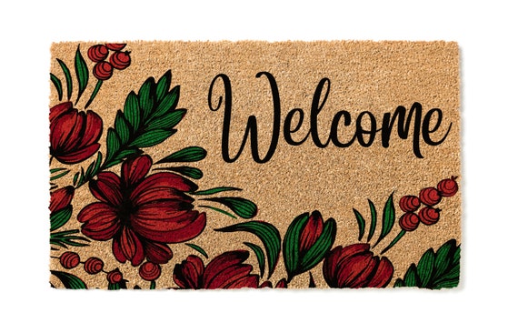 Flowers Welcome Mat, Welcome Doormats, Housewarming Gift, Home
