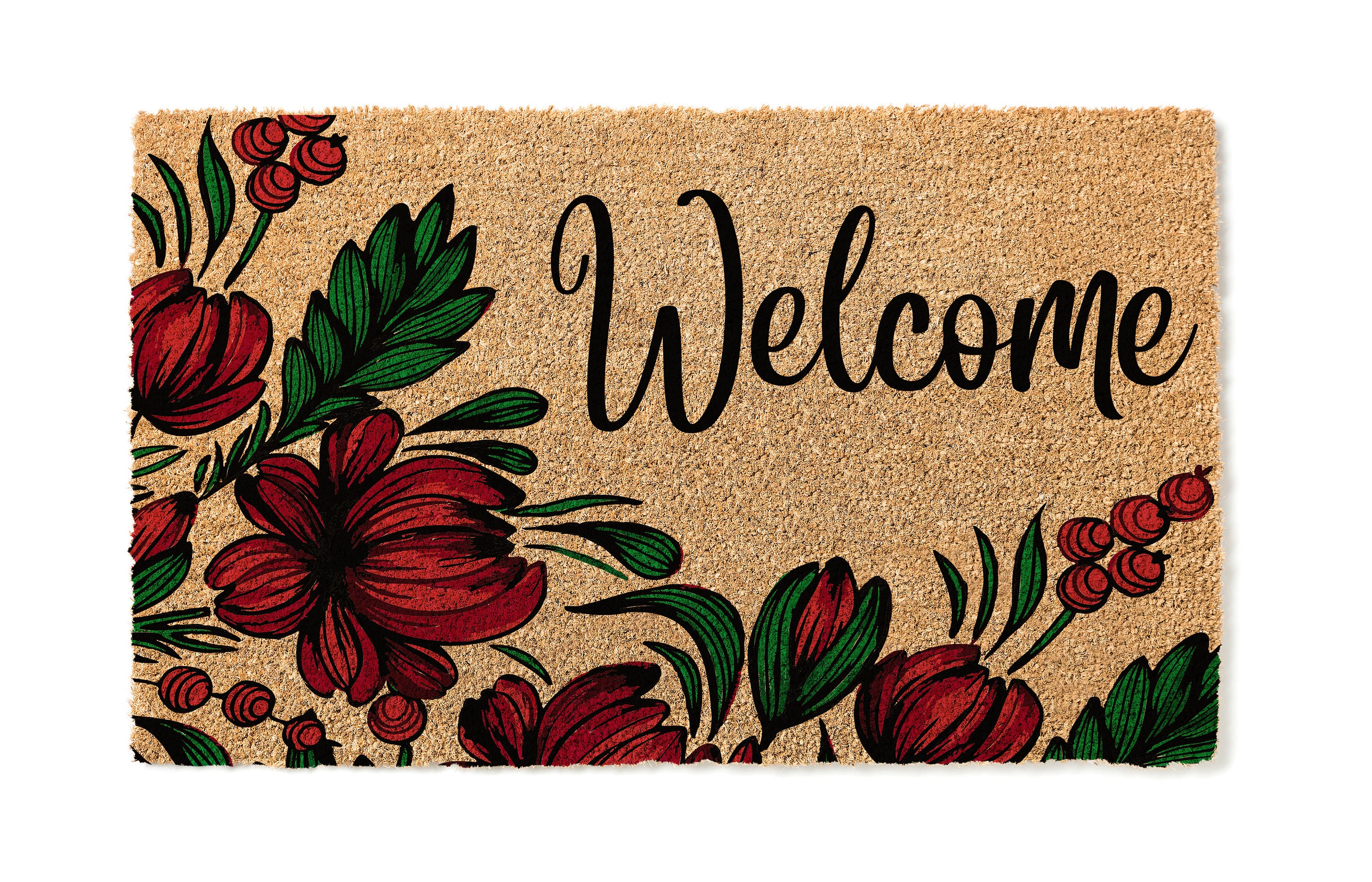 Custom Red Tulips Flower Doormat Welcome Mats Front Door Outdoor