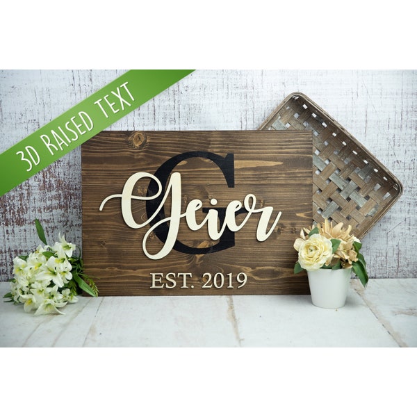 Family Name Wedding Sign: Custom 3D Monogram (Personalized Text)