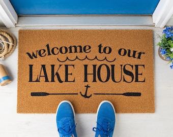 Welcome to Our Lake House Doormat - Nautical Cabin Entryway Decor
