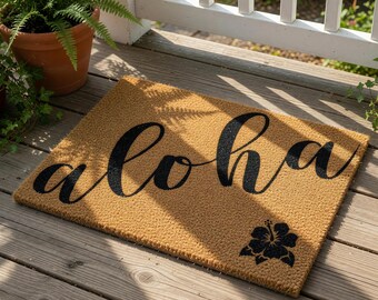 Aloha Doormat, Coir Doormat, Welcome Mat, Housewarming Gift, Front Door Mat, Summer Funny Doormats, New Home Gift, Entry Rug
