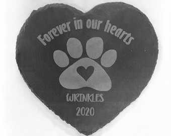 Pet Memorial Stone, Pet Loss Gift, Custom Memorial, Dog Cat Heart Slate Plaque, Sympathy Gift, Keepsake