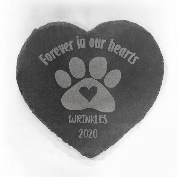 Pet Memorial Stone, Pet Loss Gift, Custom Memorial, Dog Cat Heart Slate Plaque, Sympathy Gift, Keepsake
