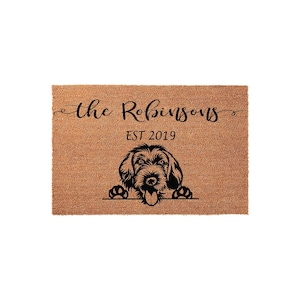 Custom Family Name Dog Doormat - Personalized Housewarming Gift for Pet Lovers