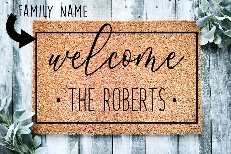 Family Name Dots Welcome Doormat | Housewarming Gift | Wedding Gift | Custom Doormat | Personalized Doormat | Closing Gift | Front Door Mat 