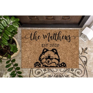 Custom Doormat Pomeranian Personalized Door Mat | Dog |  Welcome Mat Housewarming Gift Last Name Doormat Cute Closing Gift Closing Gift 1161