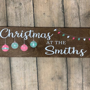 Christmas at the Family Name Gift Personalized Family Sign Gift for Family Rustic Sign for Family Gift Idea Personalized Gift Decor image 4