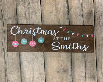 Christmas at the Family Name Gift | Personalized Family Sign | Gift for Family | Rustic Sign for Family Gift Idea | Personalized Gift Decor