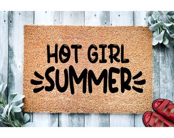 Doormat Hot Girl Summer | Summer Theme Decor | Beach House Gift | Welcome Mat | Beach Summer Doormat Summer Doormat | Anchor Doormat 1910**