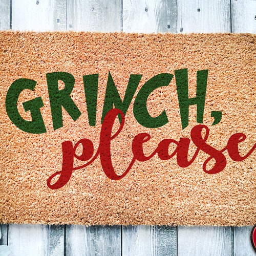 Grinch Please Funny Christmas Door Mat Funny Christmas Etsy
