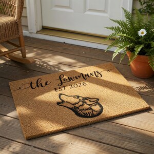 Personalized Wolf Doormat, Custom Family Name Welcome Mat, Housewarming Gift, New Home Present, Wedding Gifts, Outdoor Door Mat Decor