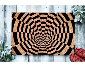 Doormat Hole Optical Illusion Pattern Door Mat Quirky Cool Checkered Doormat Welcome Mat  Housewarming Gift | New Home | Closing Gift 1614**