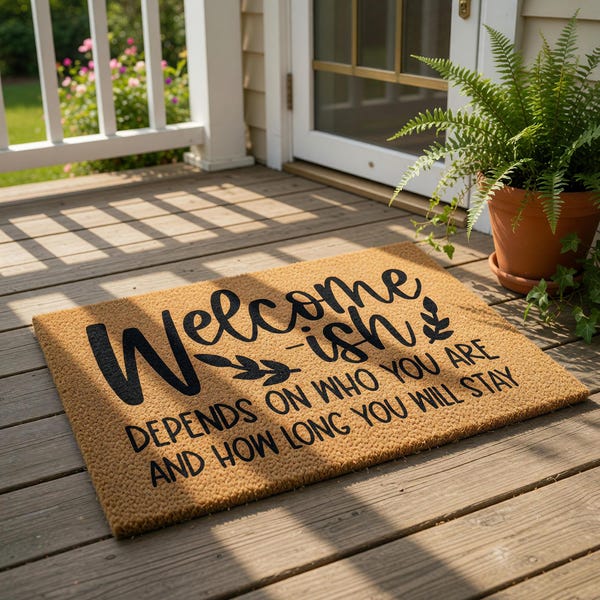 Funny Welcome Mat, Welcome-Ish Doormat, Sarcastic Door Mat, Unique Housewarming Gift, New Home Present, Funny Gift For Front Porch