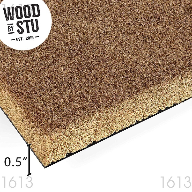a close-up of a straw mat or straw-like material, with the text "WOOD BY STU" prominently displayed above it.