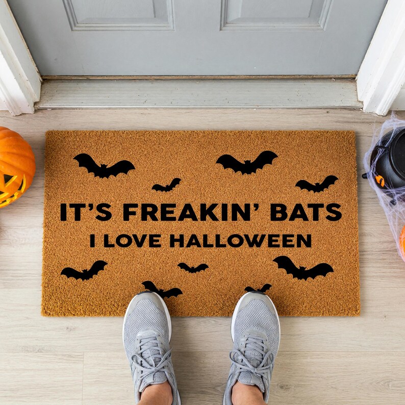 It’s Freakin’ Bats I Love Halloween Doormat Welcome Mat 1497