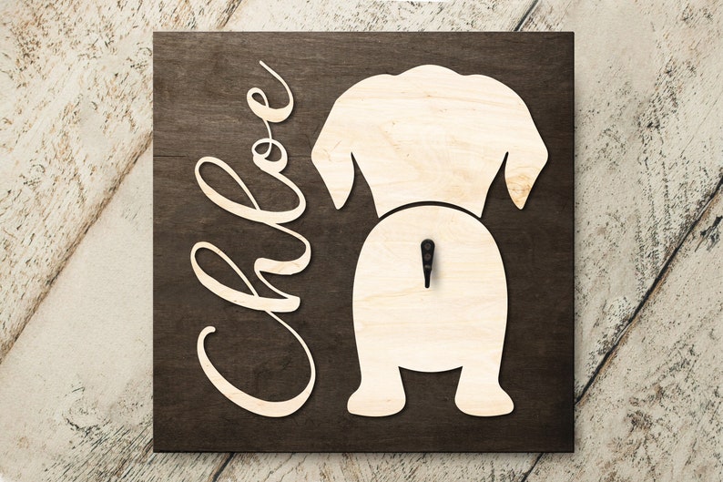 Personalized Name Labrador 3D Name Cutout Leash Hook Holder Wood Sign Hanger Laser Wood Cutout Cut Name Custom Name Sign image 1