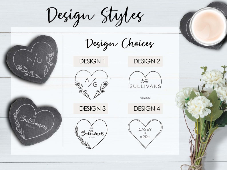 Engagement Gift Wedding Gift New Couple Gift Personalized Coasters Heart Coasters Gift for Couple Bridal Shower Gift New Home image 2